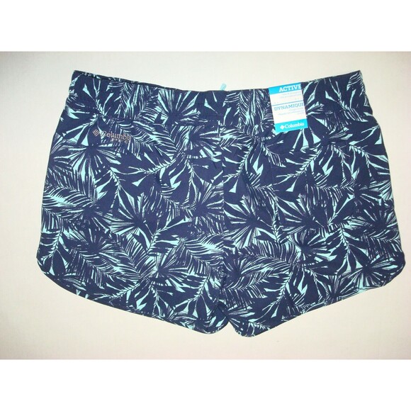Womens New NWT Columbia M PFG Shorts Light Dark Blue Nice Casual Zip UPF Palm - Picture 3 of 6